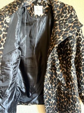 Thread & Supply Leopard Print Wool Blend Peacoat - Black, Brown & Cream, Sz. L